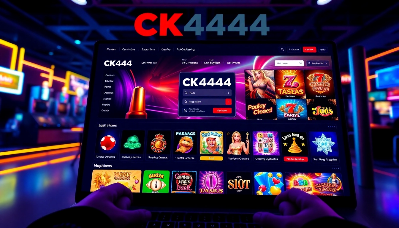 The ck4444 com login screen featuring vibrant casino games and seamless interface for easy access to top online games.