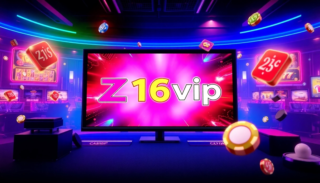 Z16vip online casino platform with vibrant interface and dynamic colorful lighting for engaging user experience