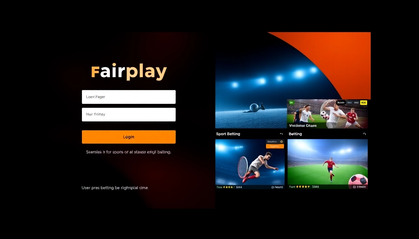 Fairplay online betting platform logo on a modern device screen highlighting the login process with vibrant colors and intuitive UI, emphasizing sports betting features in India.