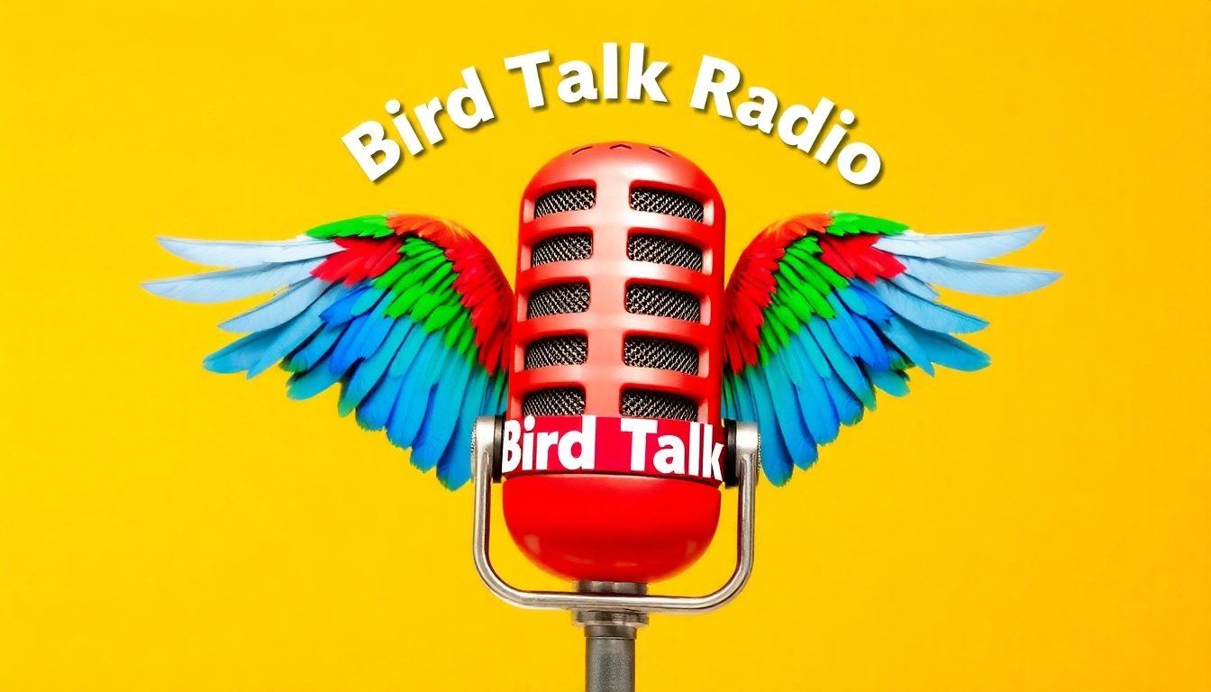 Bird Talk Radio hosts discussing bird-related topics in a vibrant studio setting for engaging