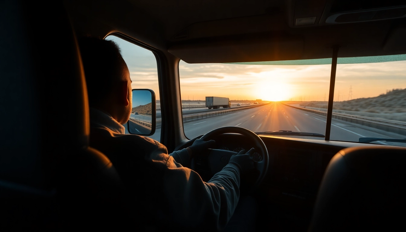 Active truckers on the road with a long haul truck, showcasing professionalism and journey