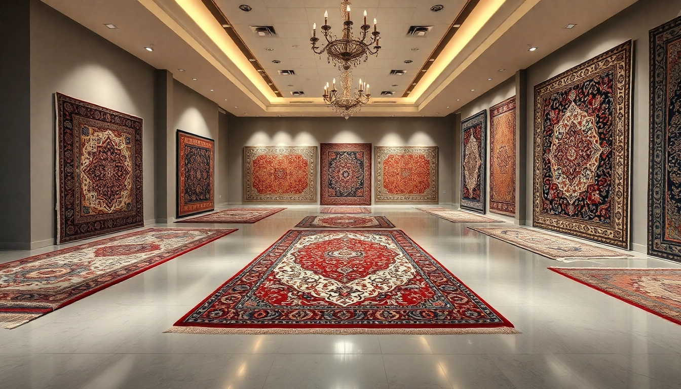 Professional team selecting stylish Tappeti a Milano in a bright showroom with diverse rug