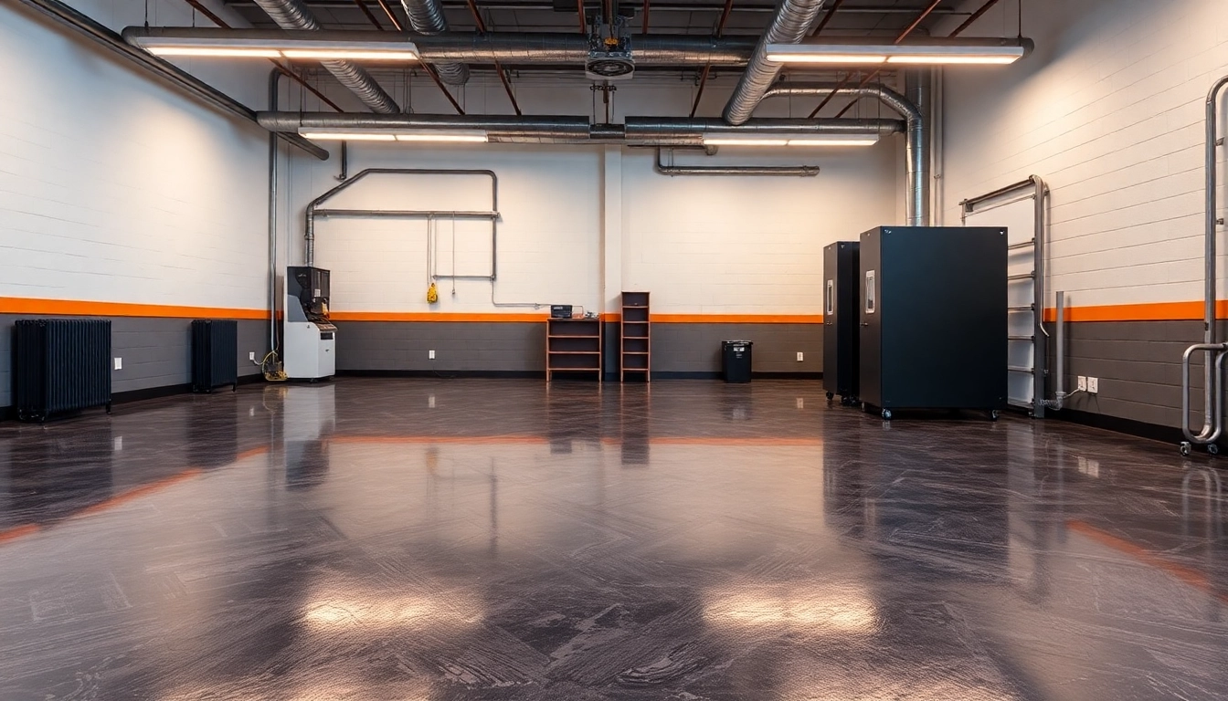 Professional epoxy resin flooring contractors Birmingham installing durable floors in a