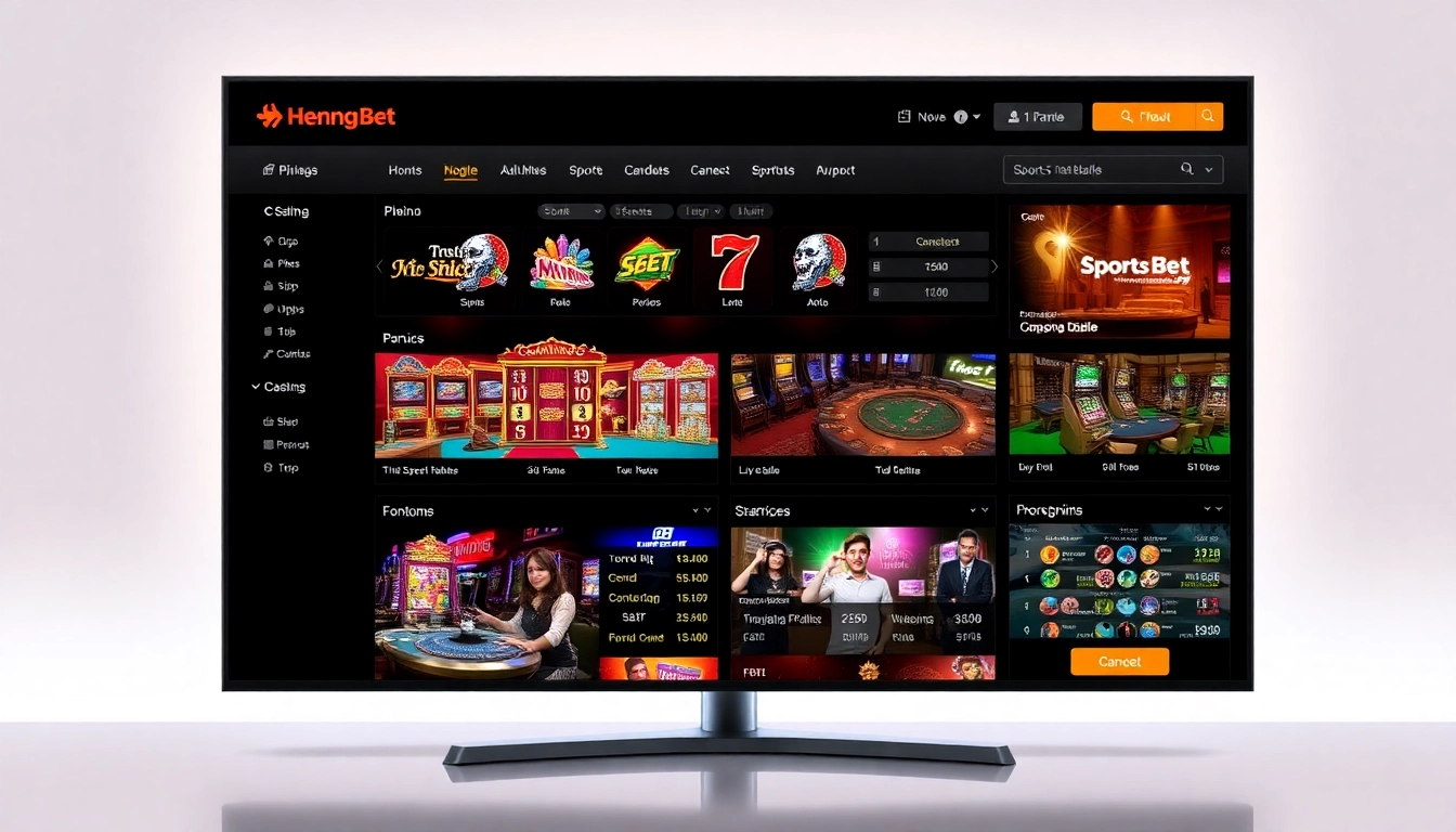 Hengongbet online casino platform showing vibrant games and secure login interface for
